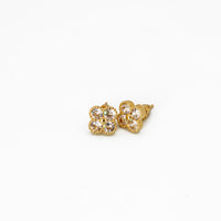 Trio de Brincos Trevo Multicores Cravejado com Zircônias Banhado em Ouro 18K