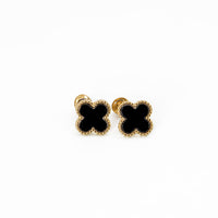 Trio de Brincos Trevo Multicores Cravejado com Zircônias Banhado em Ouro 18K