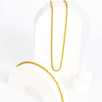 Mix de Colar e Pulseira Corrente Cordão Trançado Banhado