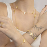 Colar Gargantilha Vintage Alhambra 80 cm Banhado em Ouro 18K