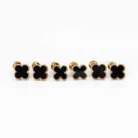 Trio de Brincos Trevo Multicores Banhado em Ouro 18K