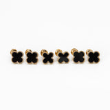 Trio de Brincos Trevo Multicores Banhado em Ouro 18K