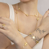 Colar Gargantilha Vintage Alhambra 80 cm Banhado em Ouro 18K