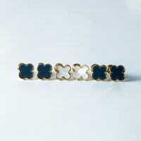 Trio de Brincos Trevo Multicores Banhado em Ouro 18K