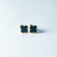 Trio de Brincos Trevo com Pedras Brilhantes Multicores Banhado em Ouro 18K