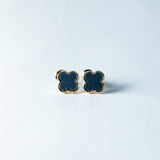 Trio de Brincos Trevo com Pedras Brilhantes Multicores Banhado em Ouro 18K