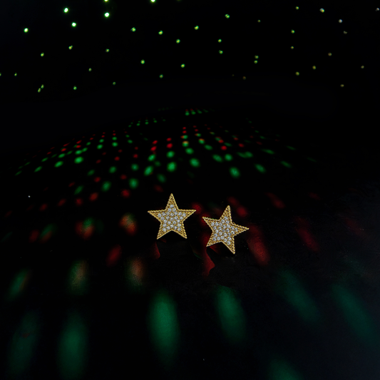 Brinco Estrela Brilhante Cravejada Banhado
