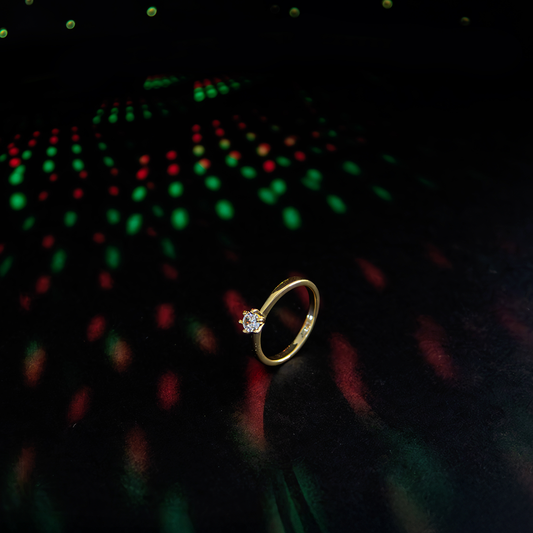 Anel Solitário Redondo Banhado A Ouro