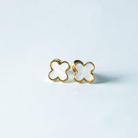 Trio de Brincos Trevo com Pedras Brilhantes Multicores Banhado em Ouro 18K
