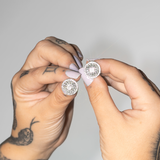 Brinco Mandala de Cristais Baguete Banhado em Prata