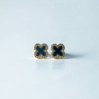 Trio de Brincos Trevo Multicores Cravejado com MicroZircônias Banhado em Ouro 18K