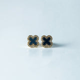 Trio de Brincos Trevo Multicores Cravejado com MicroZircônias Banhado em Ouro 18K