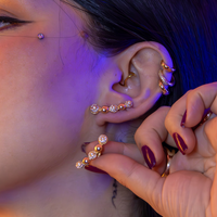 Brinco Ear Cuff Esferas Com Zircônias Banhado