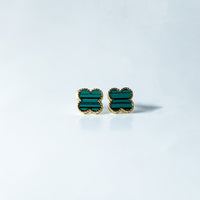 Trio de Brincos Trevo Multicores Cravejado com MicroZircônias Banhado em Ouro 18K