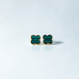 Trio de Brincos Trevo Multicores Cravejado com MicroZircônias Banhado em Ouro 18K