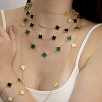 Colar Gargantilha Vintage Alhambra 80 cm Banhado em Ouro 18K