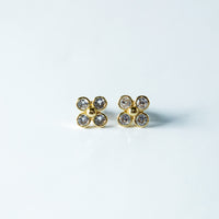 Trio de Brincos Trevo com Pedras Brilhantes Multicores Banhado em Ouro 18K