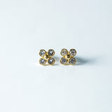 Trio de Brincos Trevo com Pedras Brilhantes Multicores Banhado em Ouro 18K