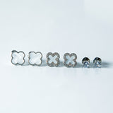 Trio de Brincos Trevo Multicores Cravejado com MicroZircônias Banhado em Ouro 18K