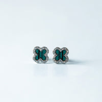Trio de Brincos Trevo Multicores Cravejado com MicroZircônias Banhado em Ouro 18K